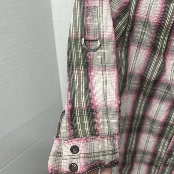 Cotton Express Womens Button Up Pink Gray Plaid Cotton Sz XS 3/4 Sleeves Western - Picture 6 of 16